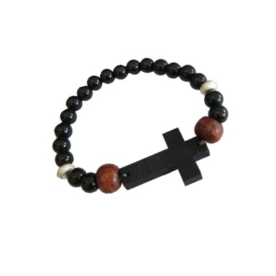 Jesus Cross Onyx Beads Bracelet By Menjewell